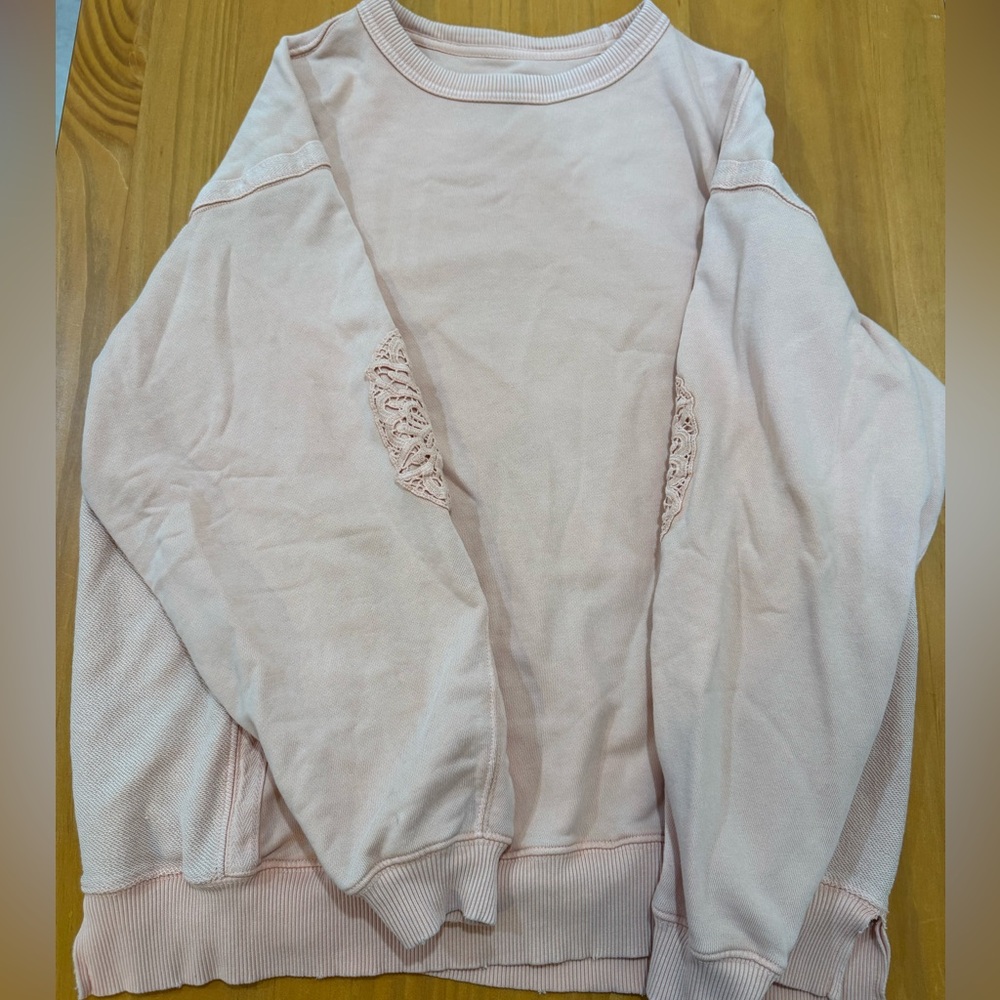 Aerie Light Pink Ribbed Sweatshirt Oversized